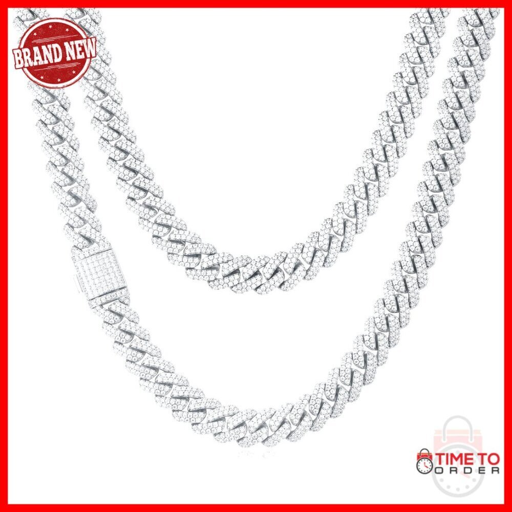 12mm Heavy Iced Out Cuban Link Chain Necklace 18K Gold Plated Hip Hop Jewelry